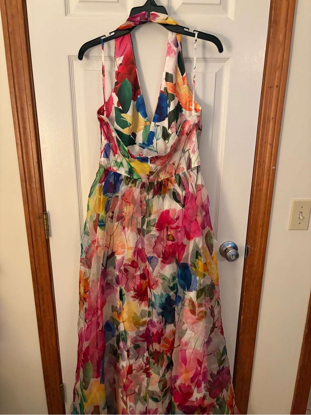 Badgley Mischka Multicolor Floral Halter Maxi Dress